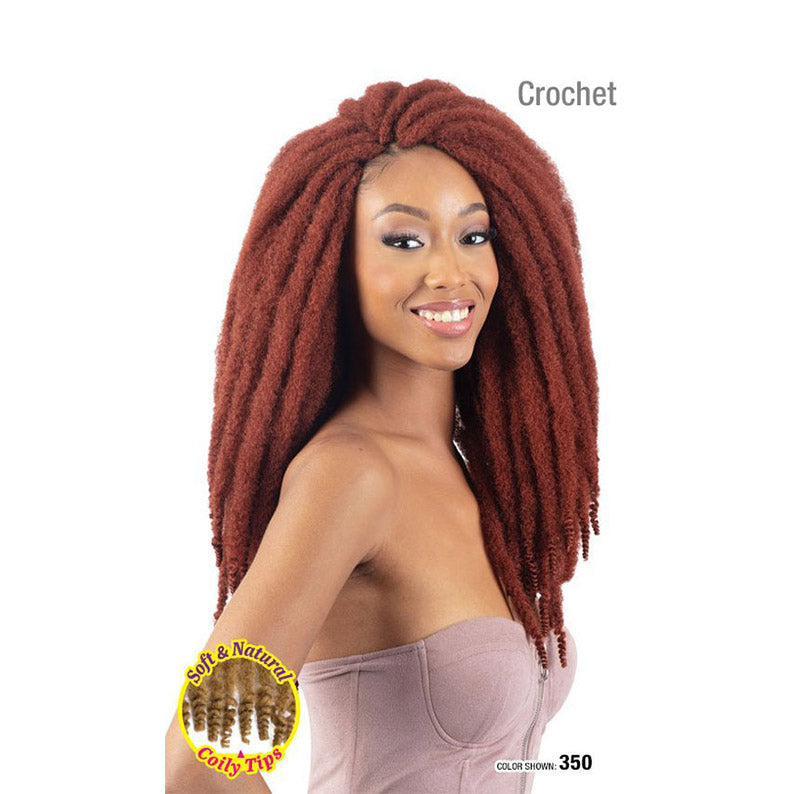 SHAKE N GO Cuban twist braiding hair crochet style in rich brown color on a smiling woman