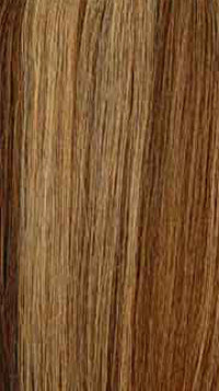 SHAKE N GO golden human hair lace front wig straight highlighted strands in warm golden brown tone