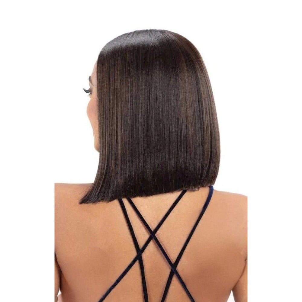 SHAKE N GO Harmony lace wig straight sleek blunt bob in dark brown shoulder length shown from back