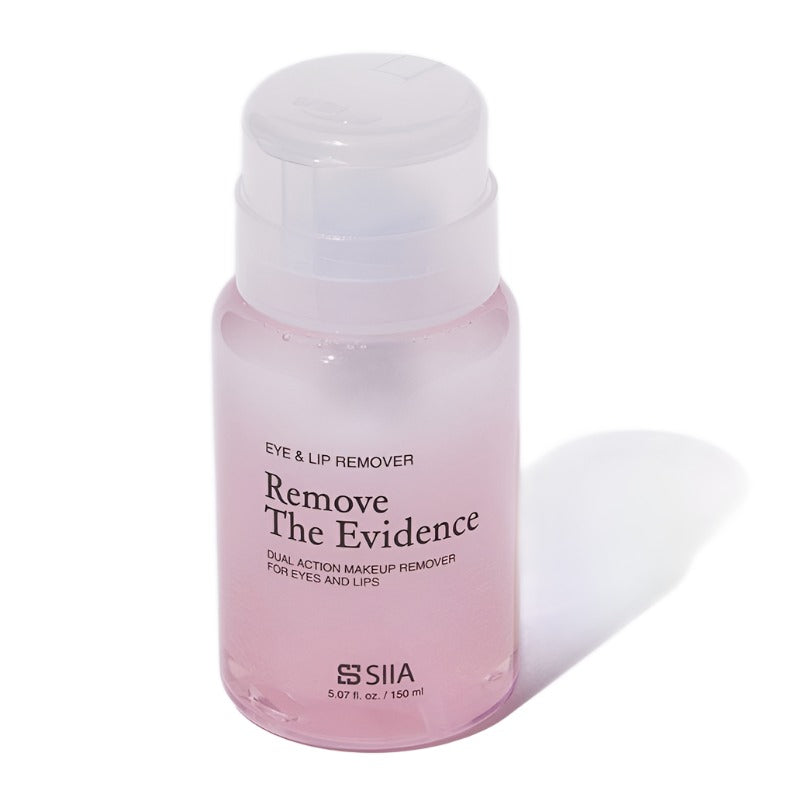 SIIA Remove The Evidence pink clear cap bottle eye and lip makeup remover dual action 150 ml