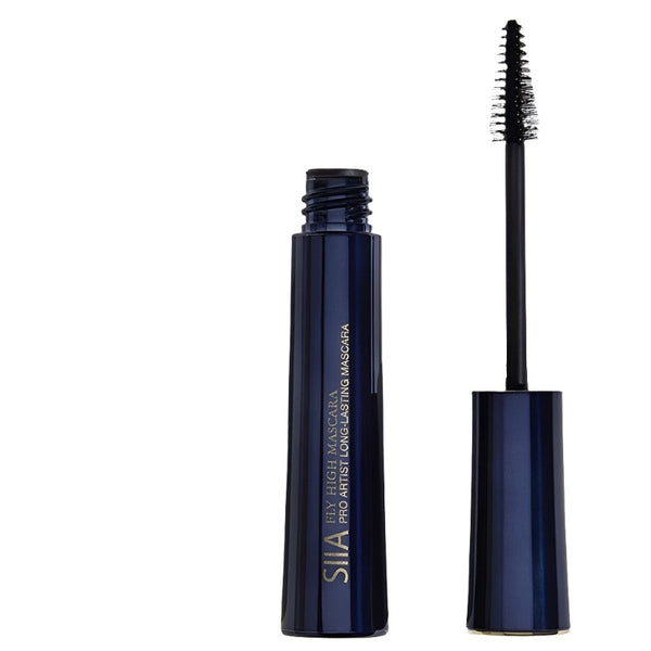 SIIA volumizing mascara for long lashes navy blue tube and wand shown to boost volume and length