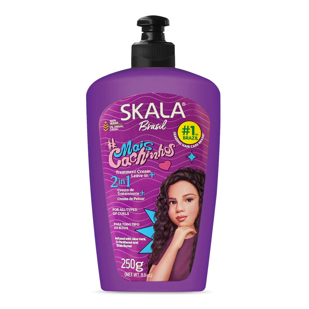 SKALA Brasil leave-in conditioner for curly hair purple 250g pump bottle for defined hydrated curls and frizz control