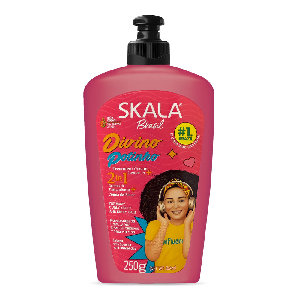 SKALA Divino Potinho 250g pink pump bottle leave-in conditioner for curly hair 2in1 treatment cream
