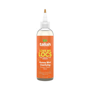 Taliah Waajid honey mint clarifying shampoo bottle Love My Locs orange label for locs and scalp care