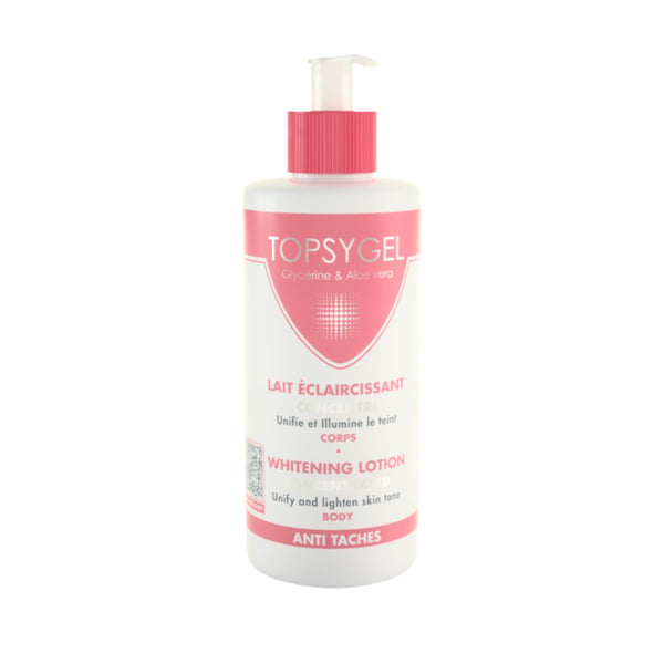 TOPSYGEL pink and white pump bottle lightening body lotion for dark skin with glycerine and aloe vera