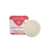 TOPSYGEL lightening soap for dark spots bar with round beige soap and pink white box for face and body