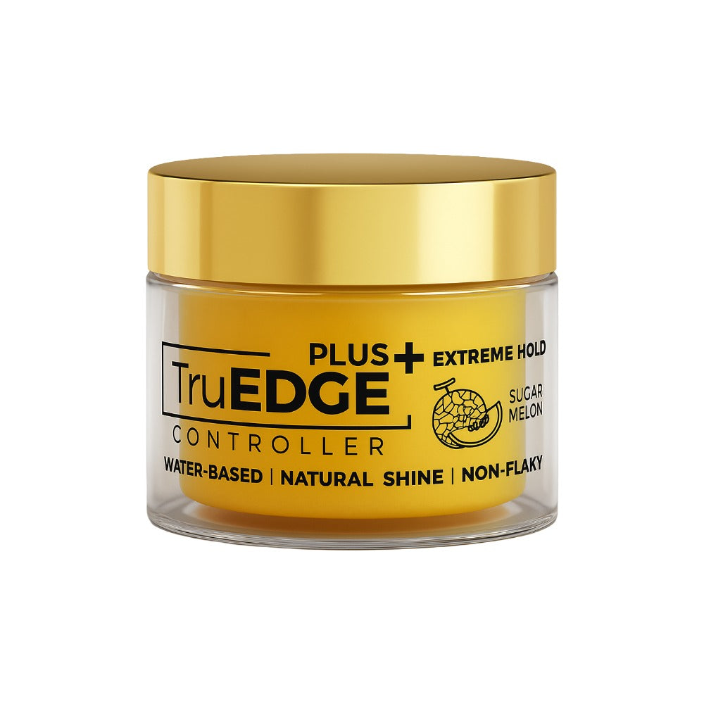NICKA K TruEDGE sugar melon extreme hold edge control gel in clear jar with gold lid water based