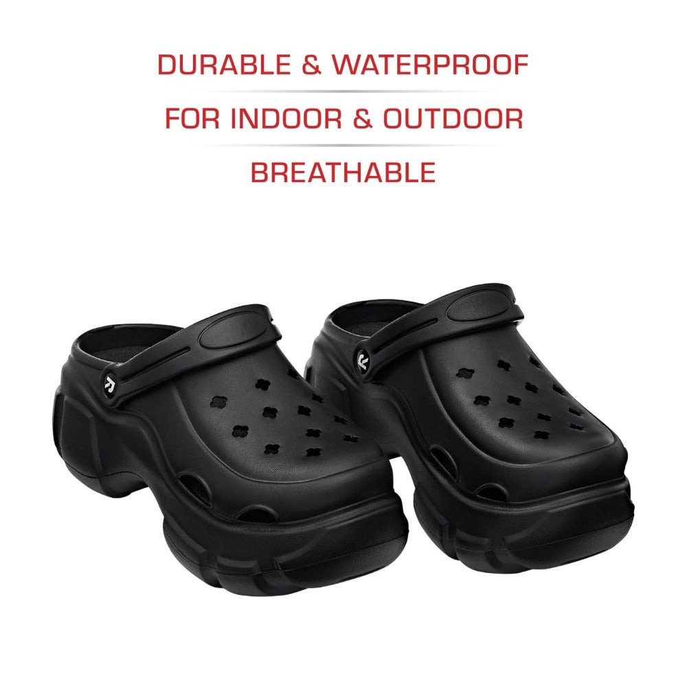 RED BEAUTY by KISS black air clog sandals with breathable holes durable waterproof platform sole