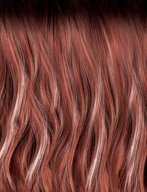 OUTRE synthetic hair wig 16 inch wavy auburn brown with subtle rose highlights close up texture