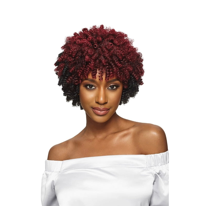 OUTRE X-Pression Curlette Small braiding hair in burgundy black worn by woman
