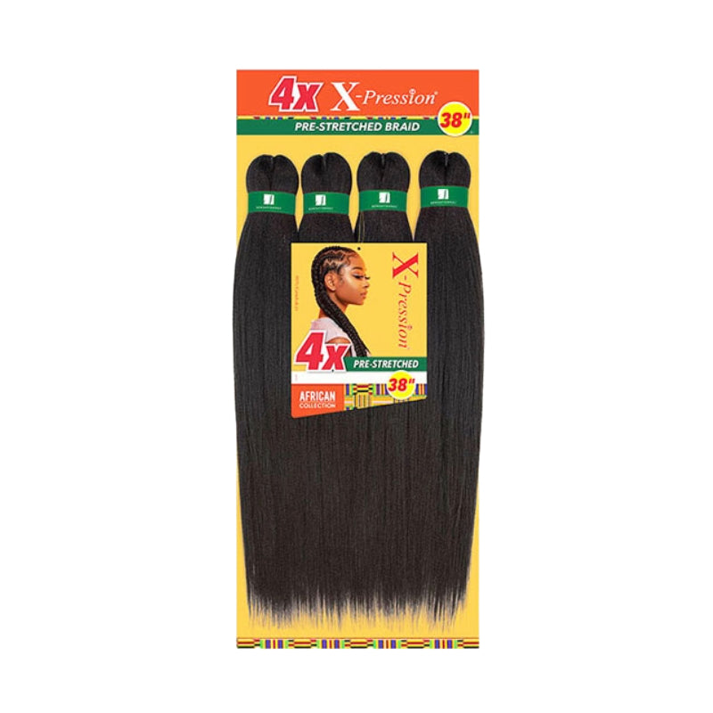 Sensationnel 4x X-Pression 38 inch pre-stretched braiding hair in black for African hairstyles