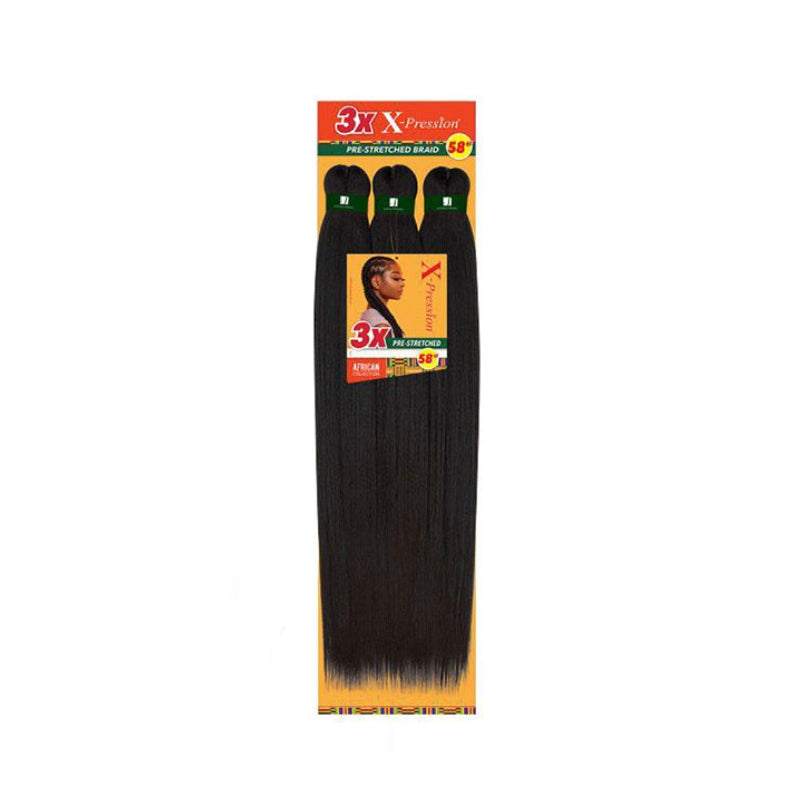 SENSATIONNEL black 3 pack pre-stretched braiding hair 58 inch long straight synthetic braids for styling