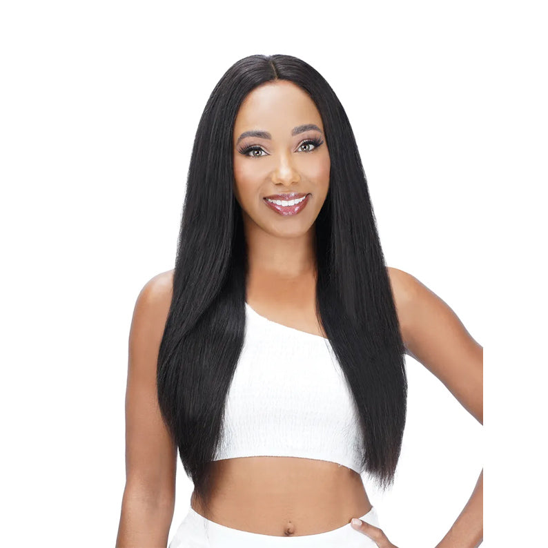 ROYAL IMEX Brazilian human hair weave straight long natural black middle part sleek look for daily wear