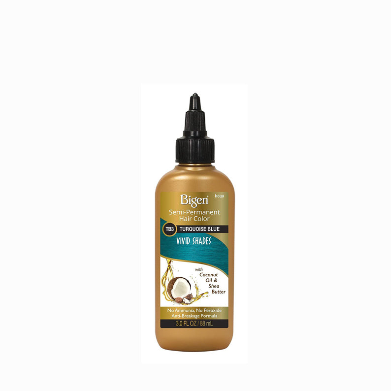 Bigen semi-permanent hair color in turquoise blue with coconut oil and shea butter formula