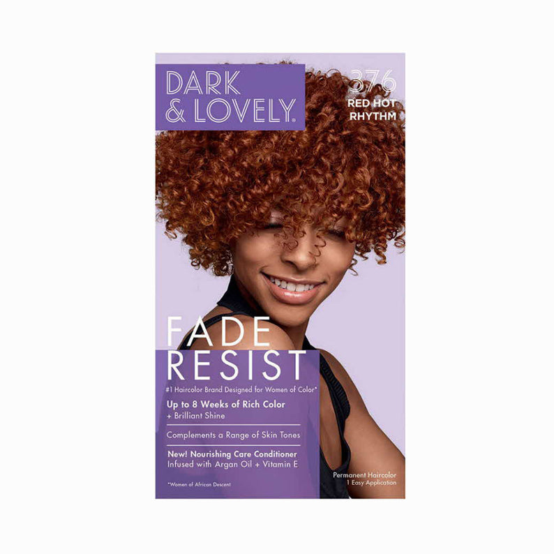 Dark and Lovely hair color kit with Red Hot Rhythm shade for rich, fade-resistant curls