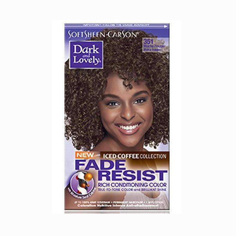 Dark and Lovely hair color kit Fade Resist Rich Conditioning Color in Iced Coffee shade for vibrant curly hair
