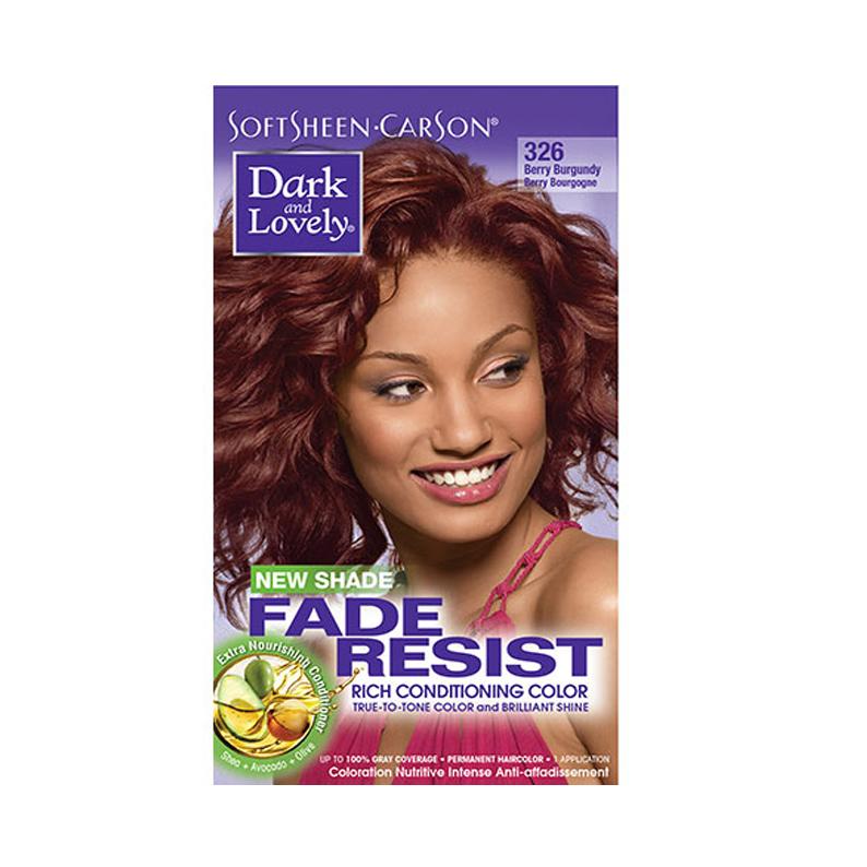 Dark and Lovely hair color kit in Berry Burgundy shade with fade resist and rich conditioning formula