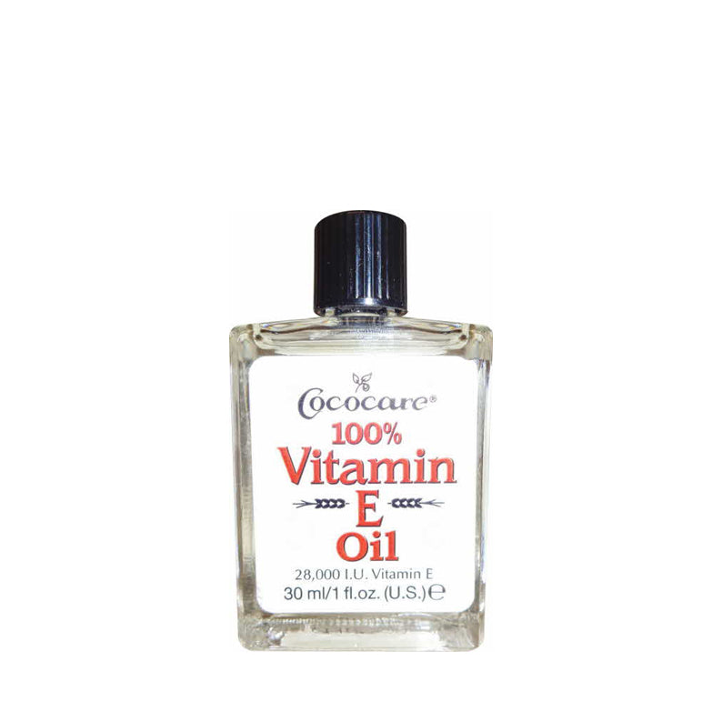 Cococare Vitamin E Oil for skin in clear glass 30 ml bottle with black cap for moisturizing hair and skin