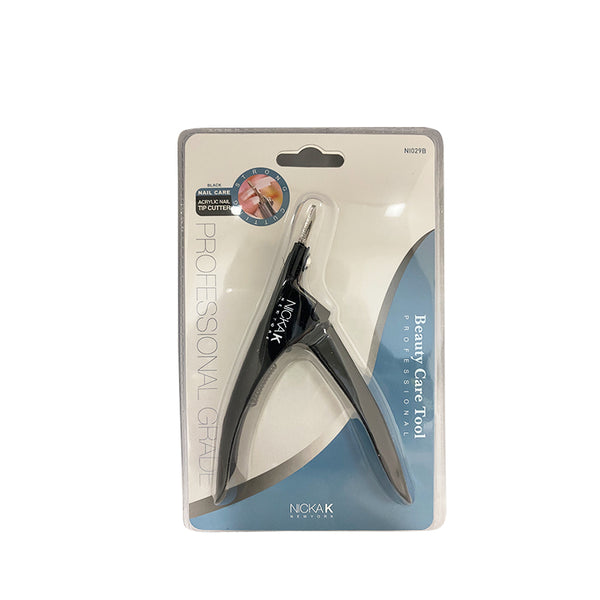 NICKA K nail tip cutter black professional grade beauty care tool packaged for acrylic nail trimming