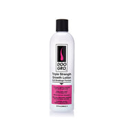 DOO GRO Triple Strength Growth Lotion white bottle with black cap anti-breakage hair lotion for fragile hair