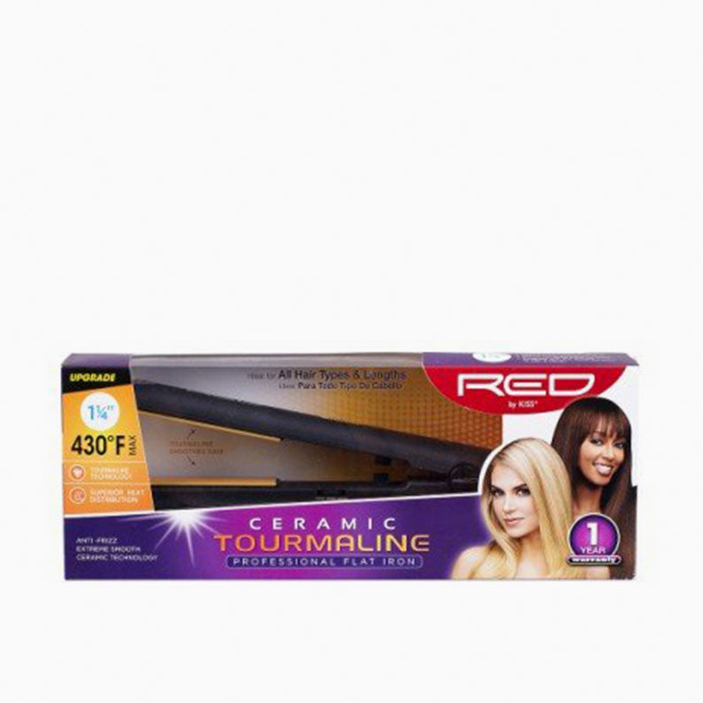 [Kiss] Red Ceramic Tourmaline Professional Flat Iron #fi125 1 1/4 - Tools & Accessories