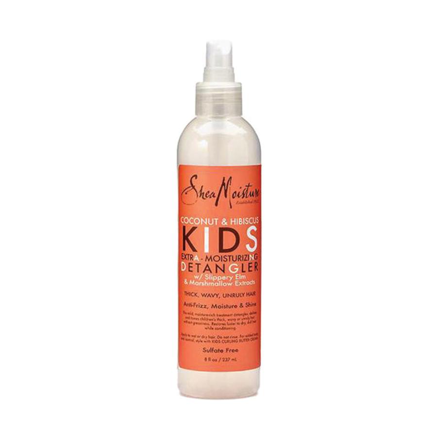 Shea Moisture Coconut Hibiscus kids hair detangler spray for extra moisturizing on thick wavy unruly hair
