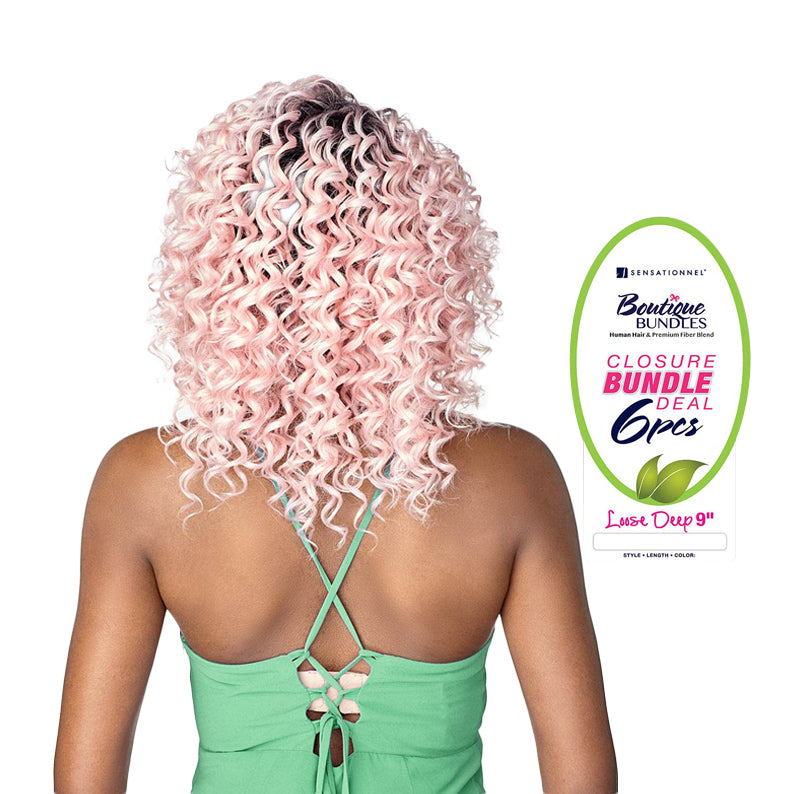 BOUTIQUE BUNDLES Closure Bundle 6pcs Deal Loose Deep 9"