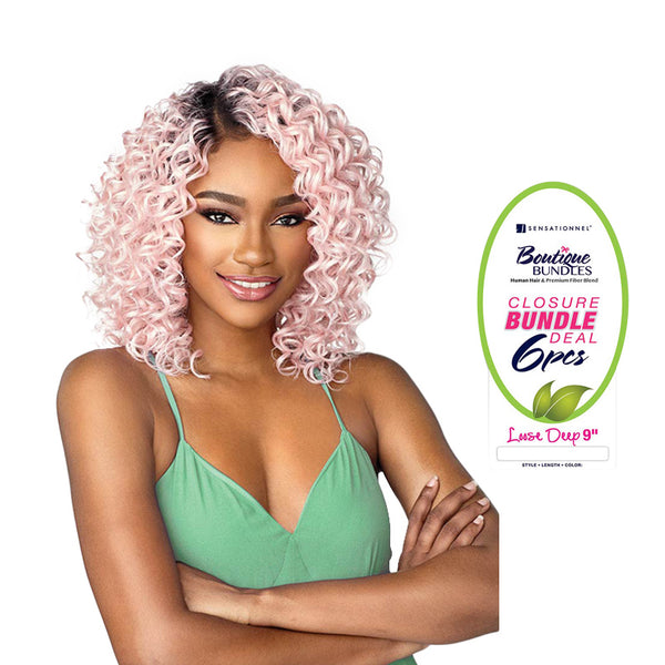 BOUTIQUE BUNDLES Closure Bundle 6pcs Deal Loose Deep 9"