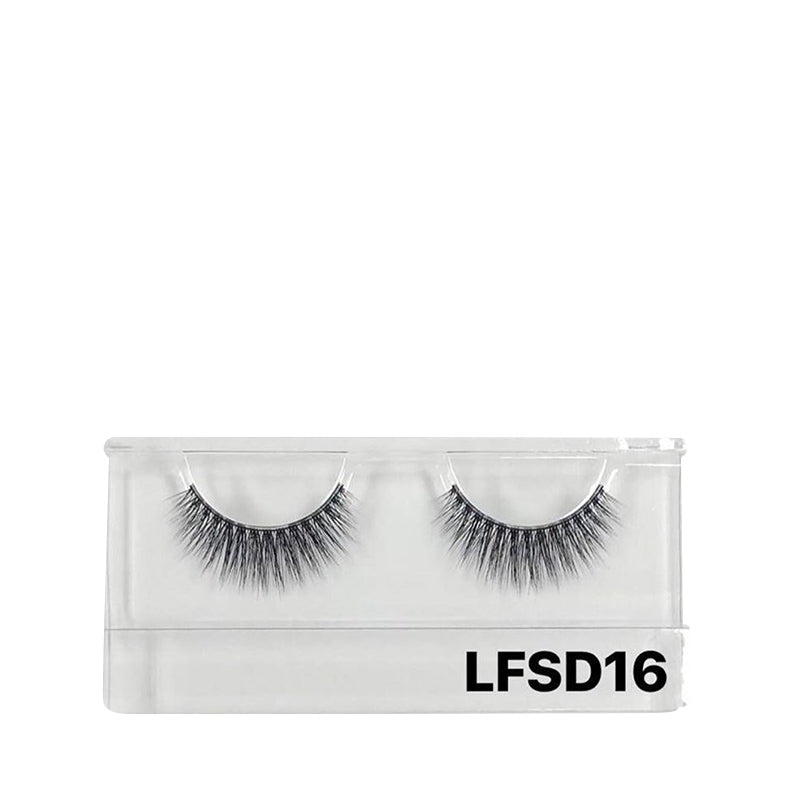 LAFLARE 3D faux mink lashes LFSD16 dramatic wispy pair in clear plastic case for fuller eye makeup