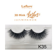 LAFLARE 3D faux mink lashes K35 dramatic voluminous black strip lashes in clear plastic case