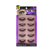 EBIN Wonder Cat false eyelash pack showing 3D mink lashes 5 pairs in purple packaging for dramatic volume