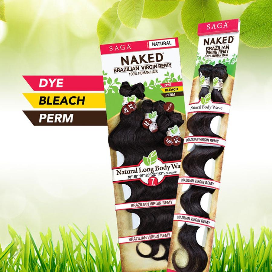 [Shake N Go] Saga Naked Brazilian Remy Natural Body Wave 7Pcs - Weaves