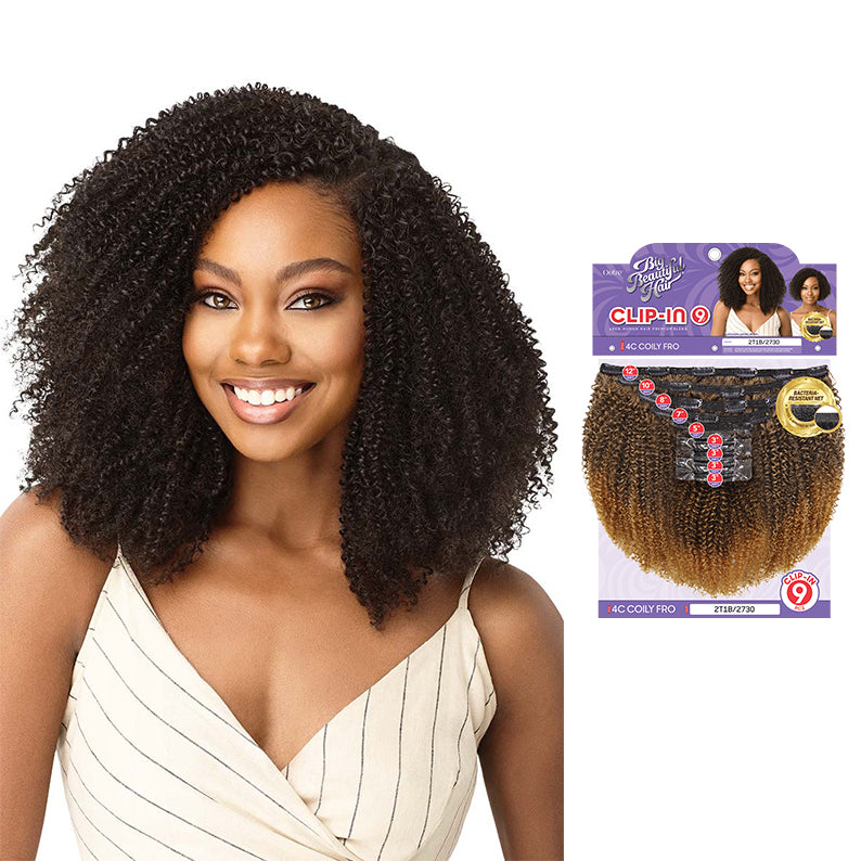 OUTRE Human Hair Blend Big Beautiful Hair Clip In 9pcs 4C COILY FRO 10"