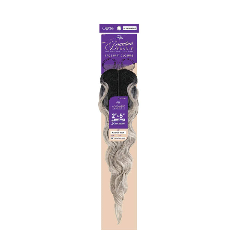 OUTRE Premium Purple Pack Brazilian Bundle Lace Part Closure 2"x5" Hand-Tied Lace Parting NATURAL BODY 18"