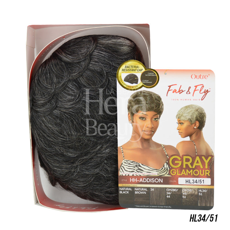 OUTRE Fab & Fly Gray Glamour 100% Unprocessed Human Hair Wig - ADDISON