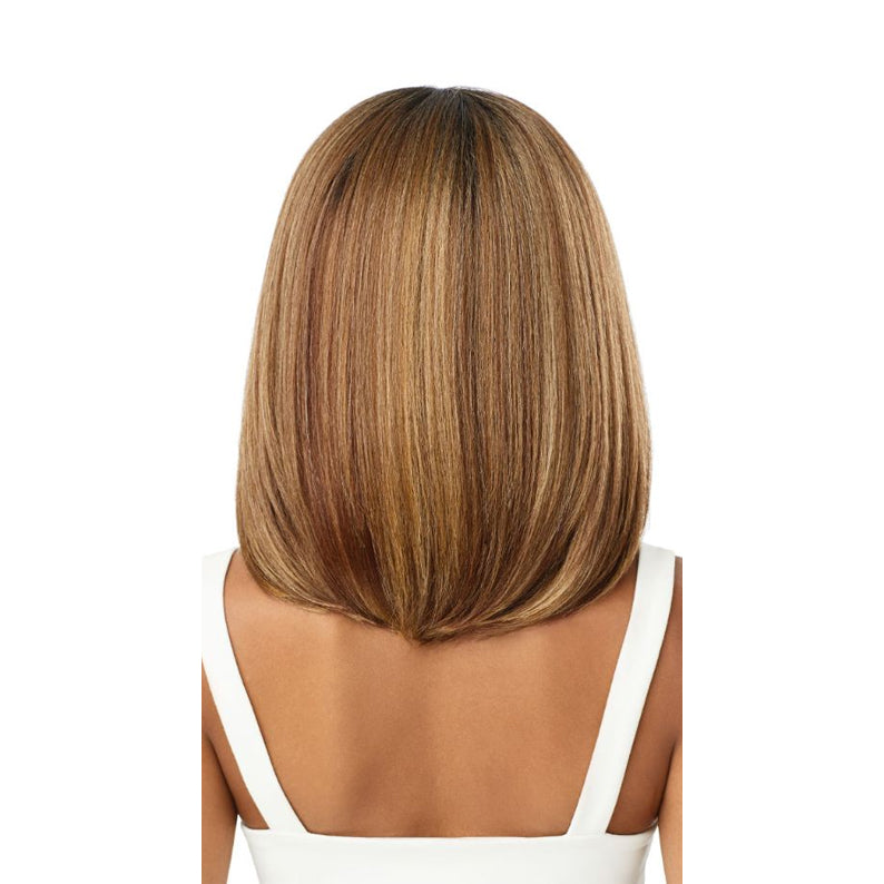 OUTRE 13x4 lace frontal wig honey brown straight bob shoulder length smooth finish natural parting