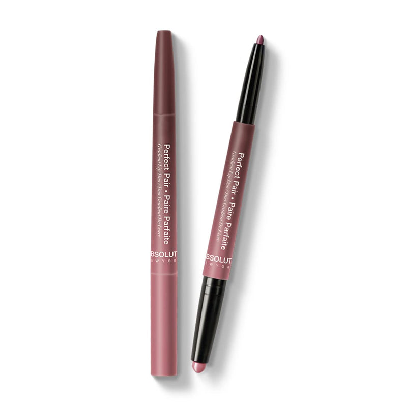 Absolute New York gradient lip duo featuring two mauve-pink lip pencils for makeup
