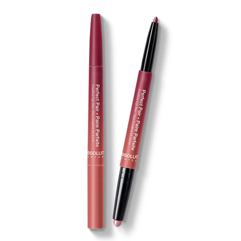 Absolute New York gradient lip duo with matching lip pencil and lip balm in pink shades
