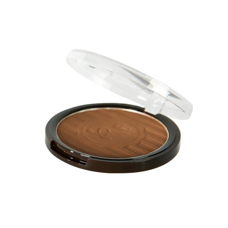 ABSOLUTE NEW YORK pro bronzer for glowing skin compact in warm bronze with clear lid for sunkissed glow