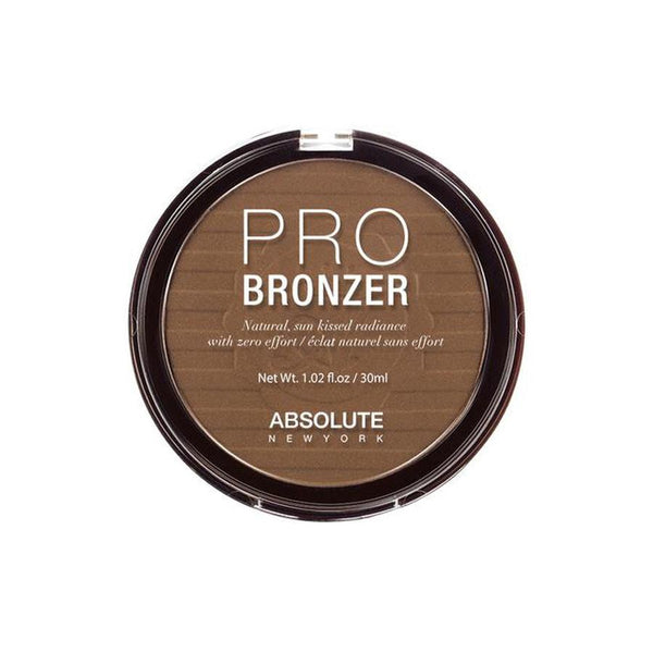 Absolute New York pro bronzer for glowing skin pressed powder compact warm brown shade for sun kissed radiance