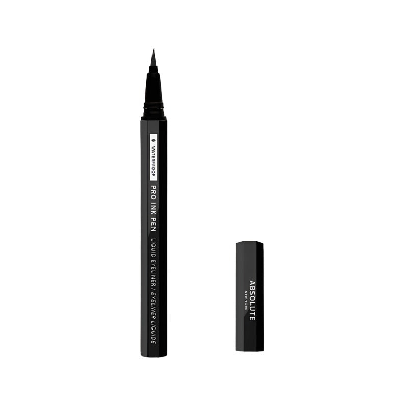 ABSOLUTE NEW YORK waterproof liquid eyeliner black pen with fine tip and cap removed