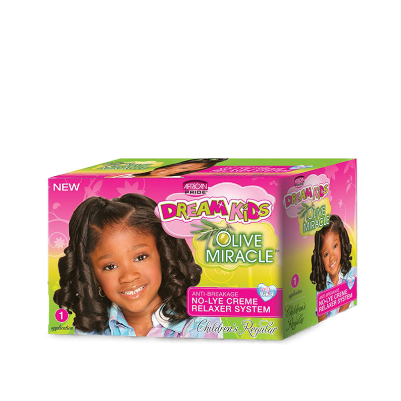 African Pride Dream Kids Olive Miracle kids hair relaxer kit with no-lye creme relaxer system for children