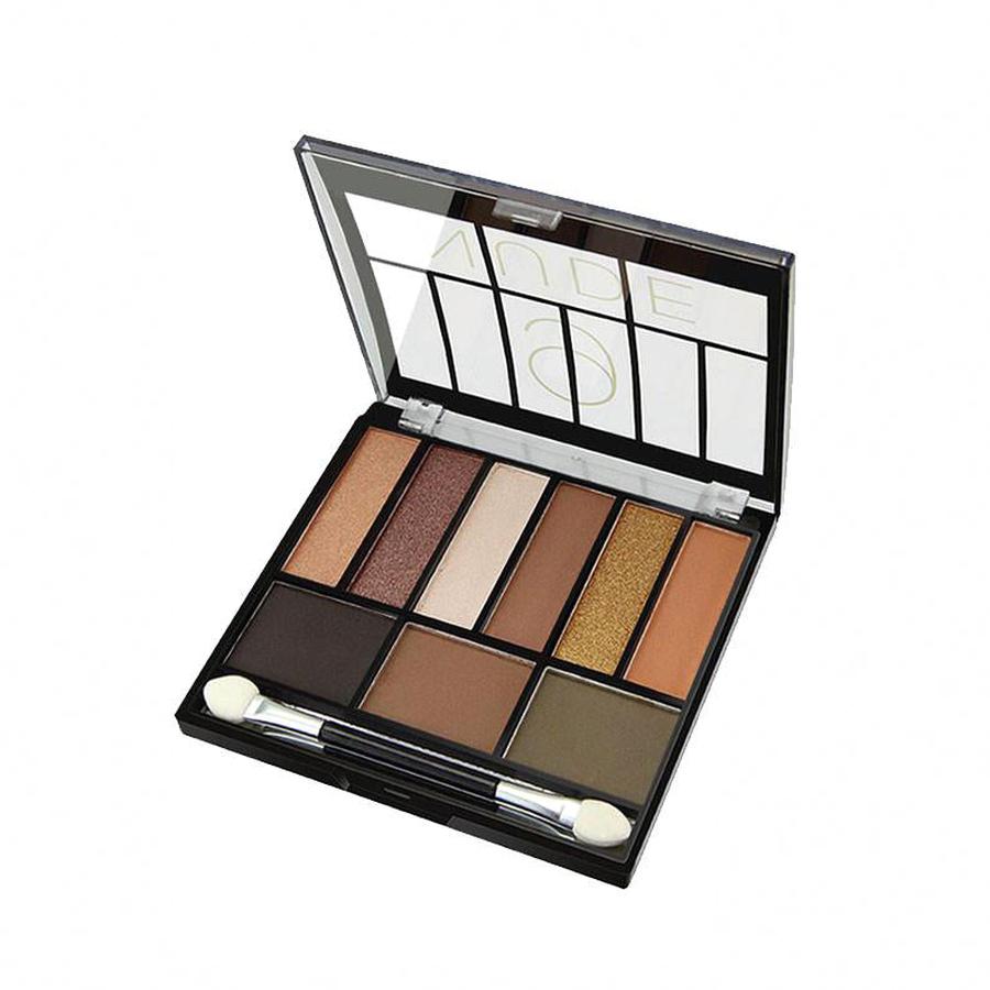 NICKA K 9 color eyeshadow palette with nine neutral shimmer and matte shades compact mirror and dual sponge applicator