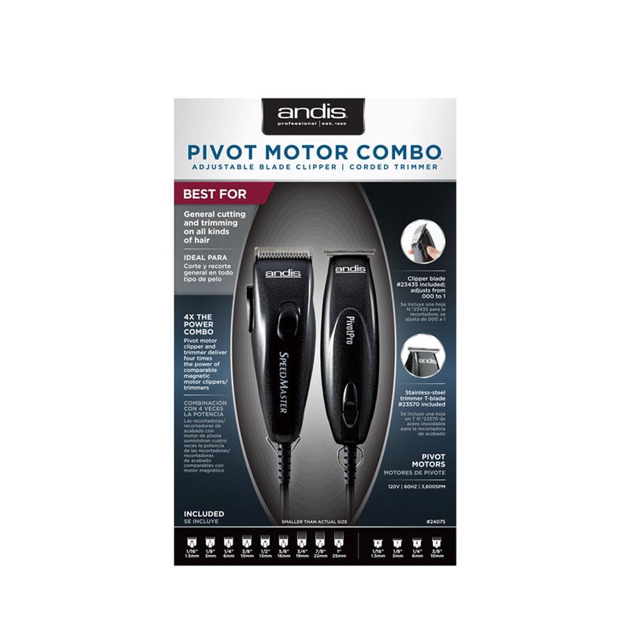 Andis Pivot Motor Combo Trimmer adjustable blade clipper and corded trimmer set for hair cutting