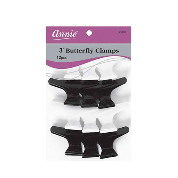 Annie butterfly hair clamps 3 inch pack of 12 black and white hair clips for styling