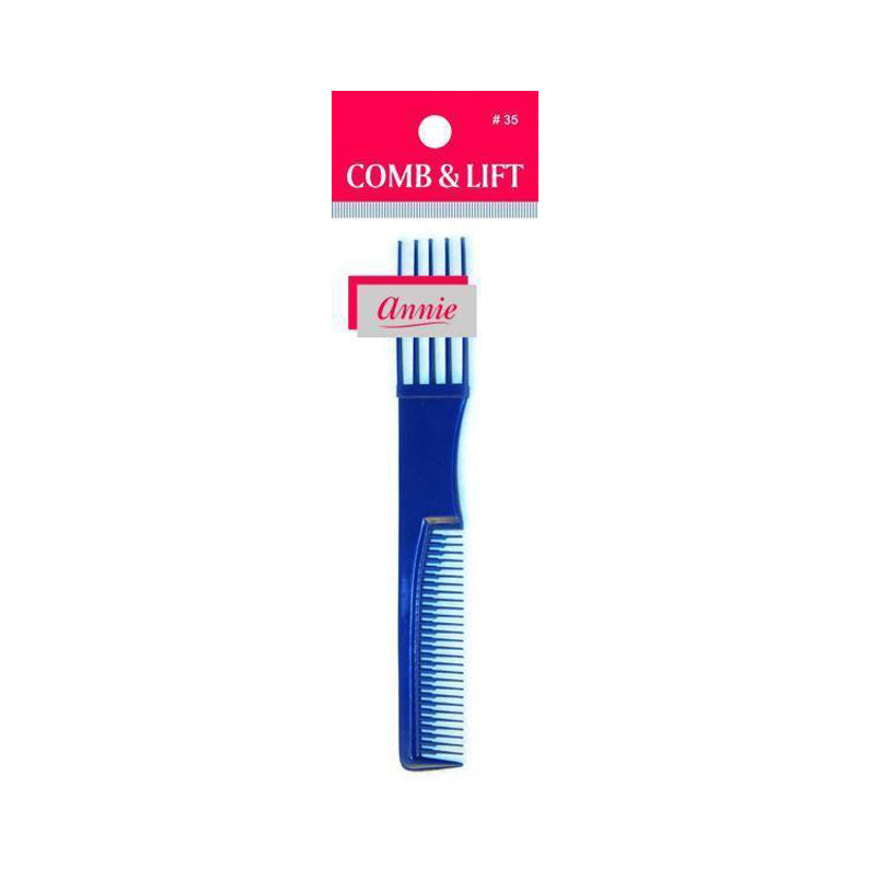 ANNIE comb and lift hair tool blue dual ended styling comb with lift prongs and fine teeth for teasing