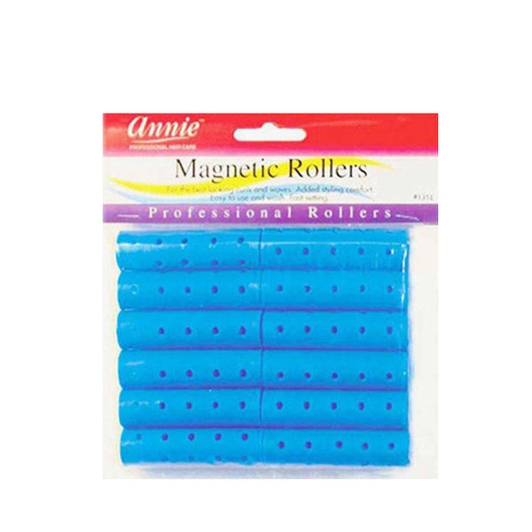Annie blue magnetic hair rollers 5/8 inch pack of professional styling rollers in retail packaging