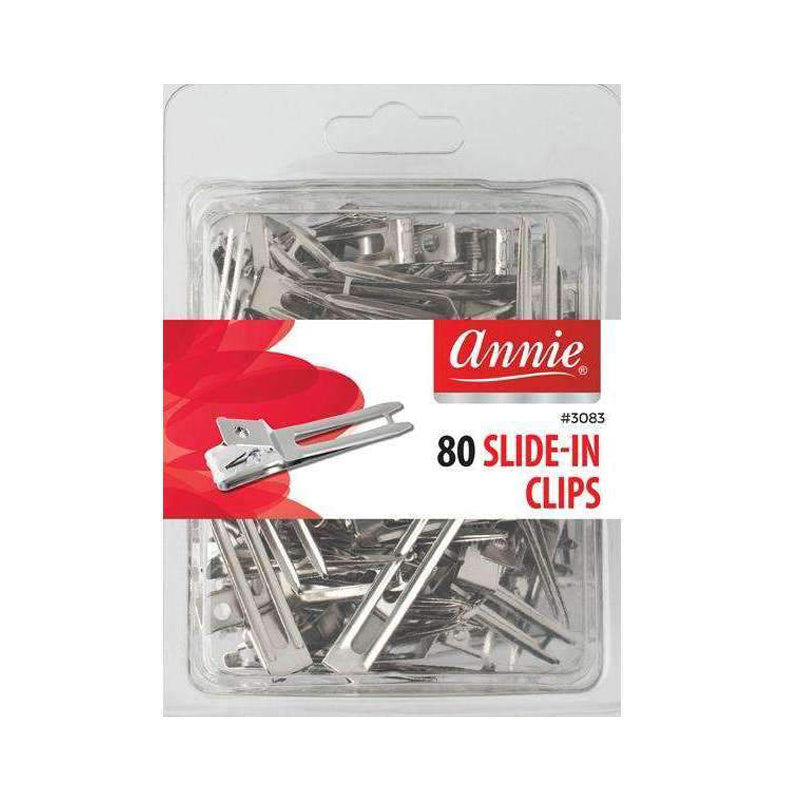 Annie 80 silver metal slide in hair clips pack for secure styling and hair sectioning