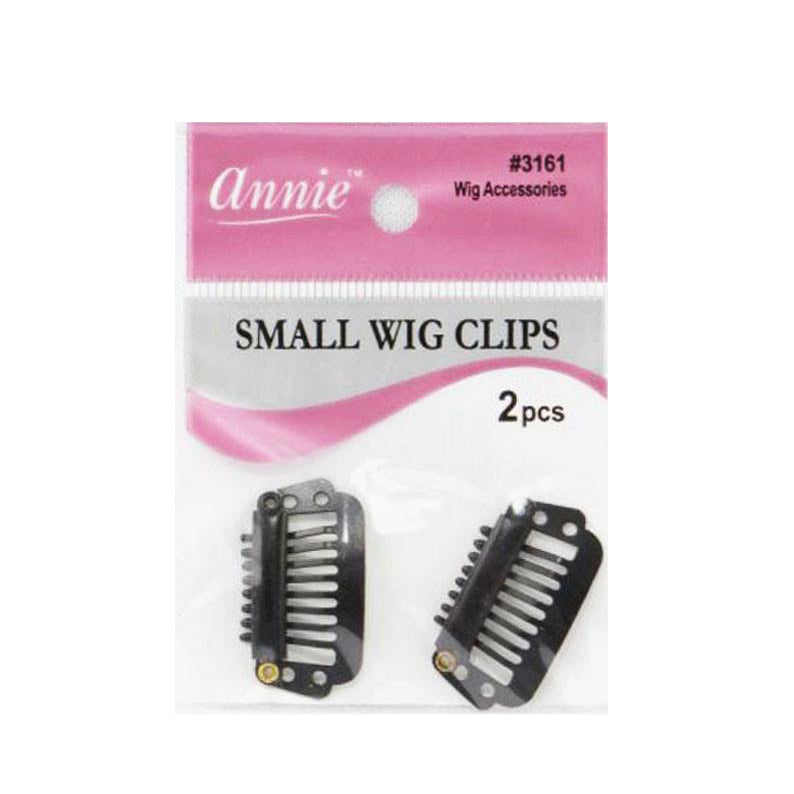 ANNIE small black wig clips 2 pack in clear retail package for secure wig attachment