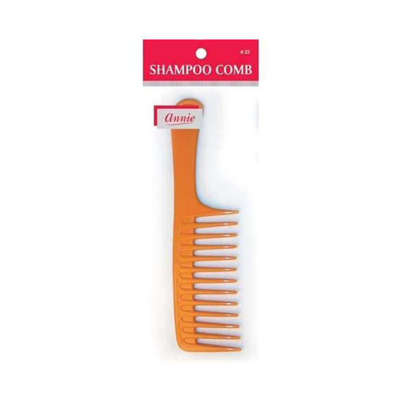 ANNIE wide tooth shampoo comb orange plastic handle detangles wet hair for thick curly hair salon use